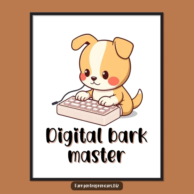 Funny Dog Typing Poster: Adorable Dog Mini Keyboard Art, Unique Funny Gift!