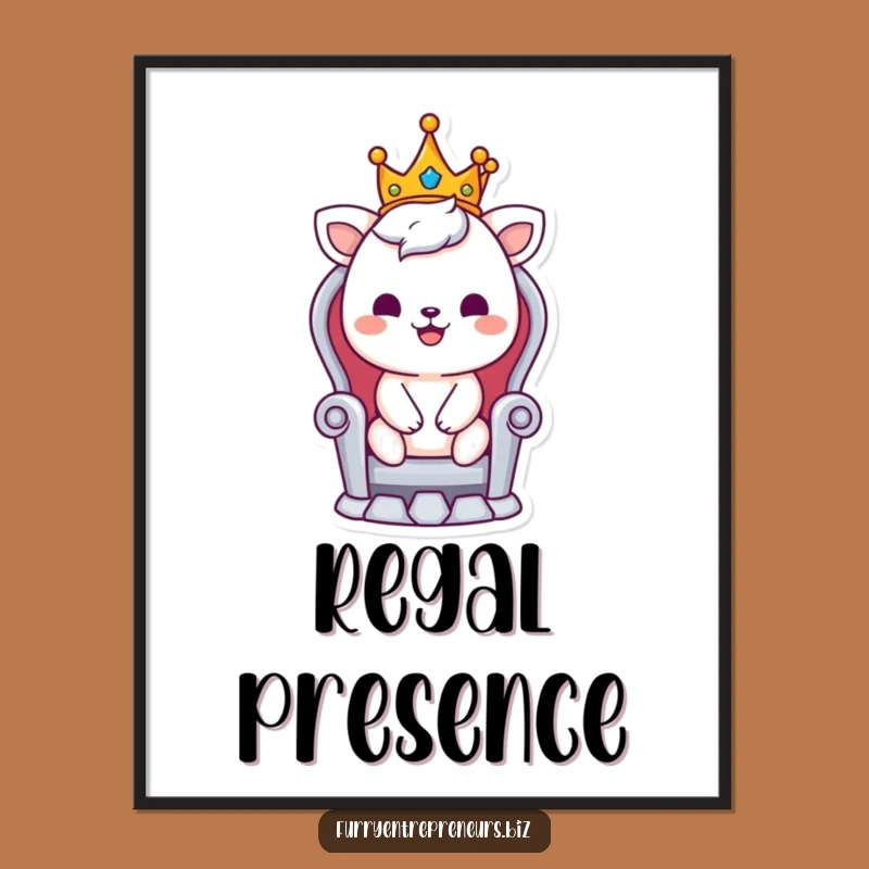 Funny King Animal Poster: Smiling Royal Character Regal Art Gift