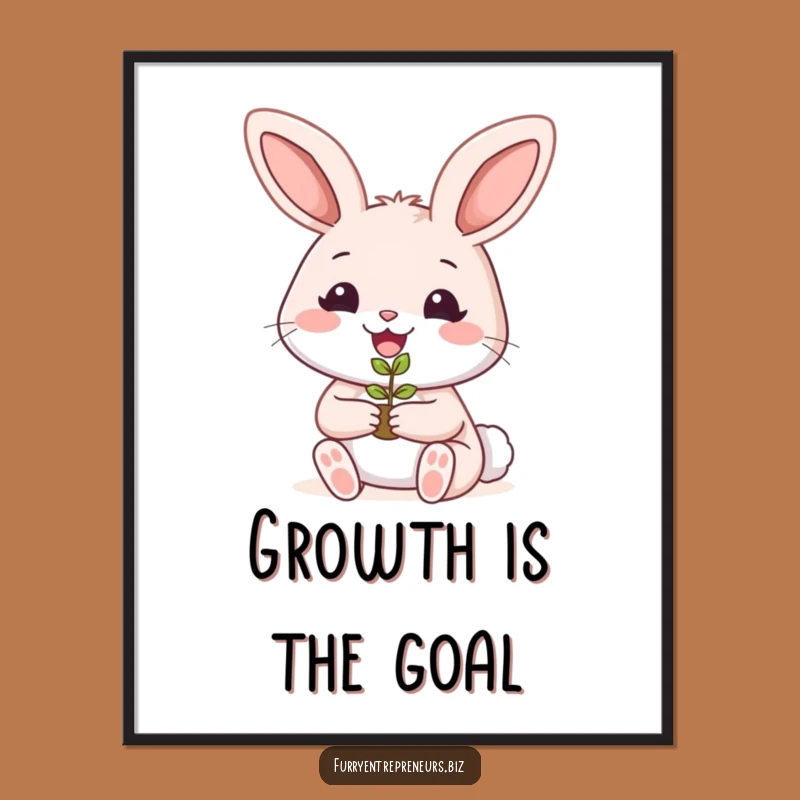 Funny Rabbit Gardener Poster: Whimsical Plant Art for Your Space