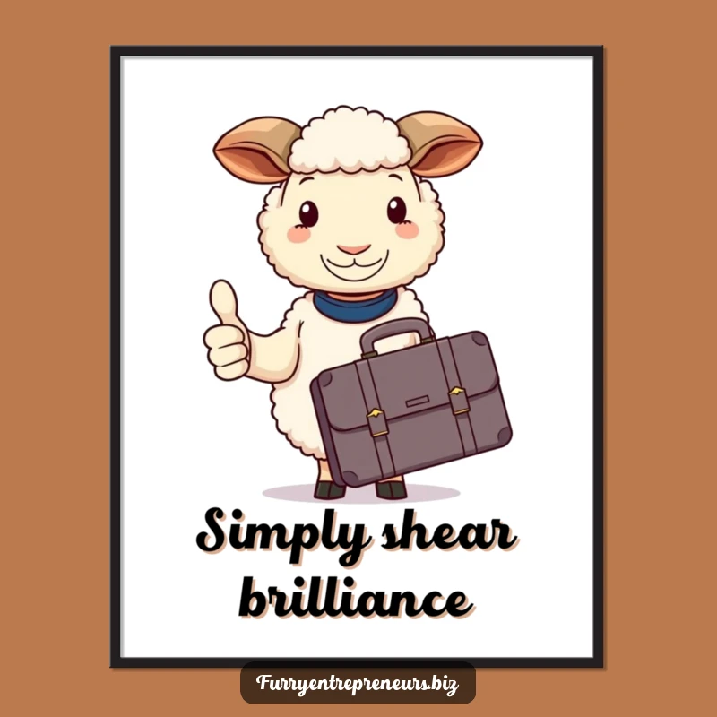 Funny Sheep Briefcase Thumbs Up Poster: Decorate with Calm!