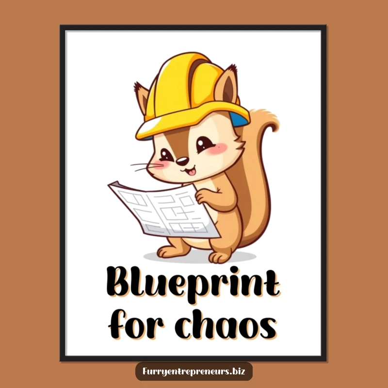 Funny Squirrel Blueprint Poster: Hilarious Inspection Art for Construction Enthusiasts