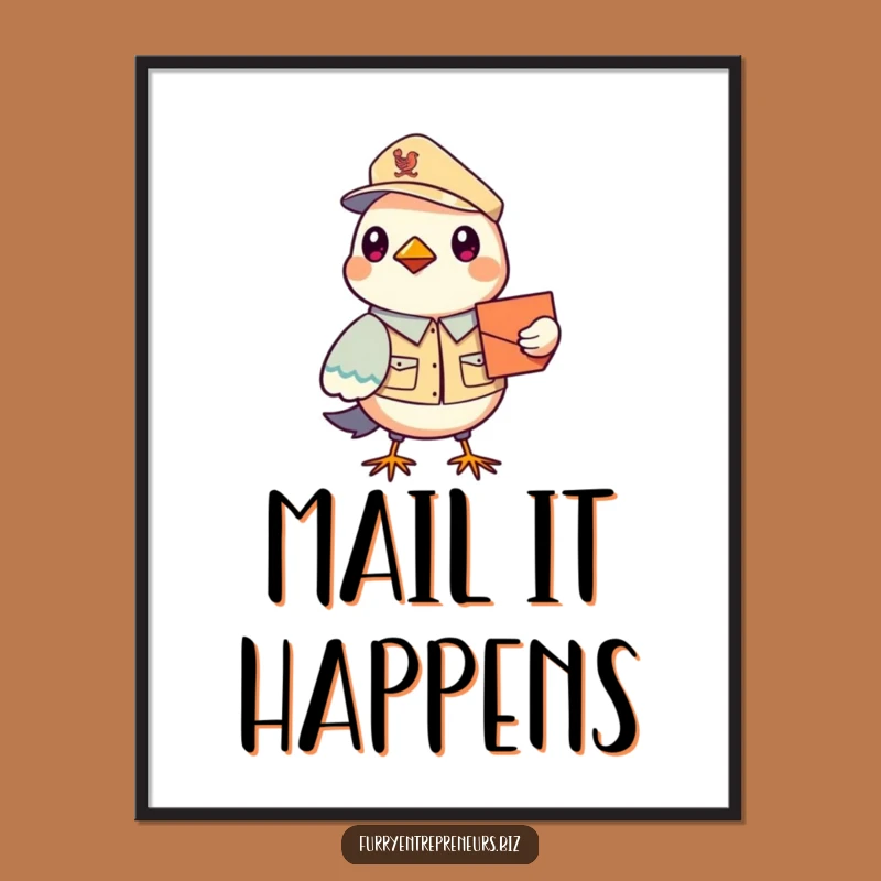 Funny Bird Mail Carrier Poster: Adorable Uniformed Avian Art, Perfect For Wall Decor, A Funny Gift Idea!