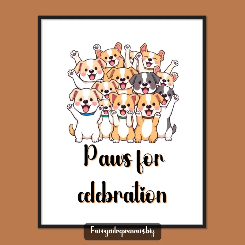 Funny Kawaii Dog Poster: Cheerful Pack Art, Unique Funny Gift for Happy Homes