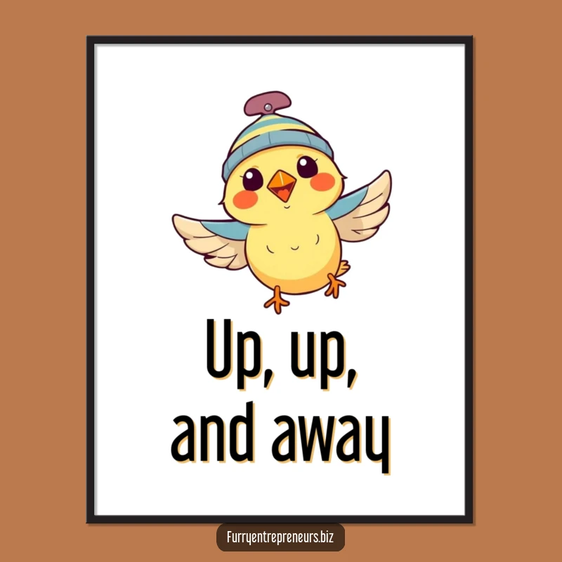 Funny Flying Bird Poster: Propeller Beanie Art for a Funny Gift!