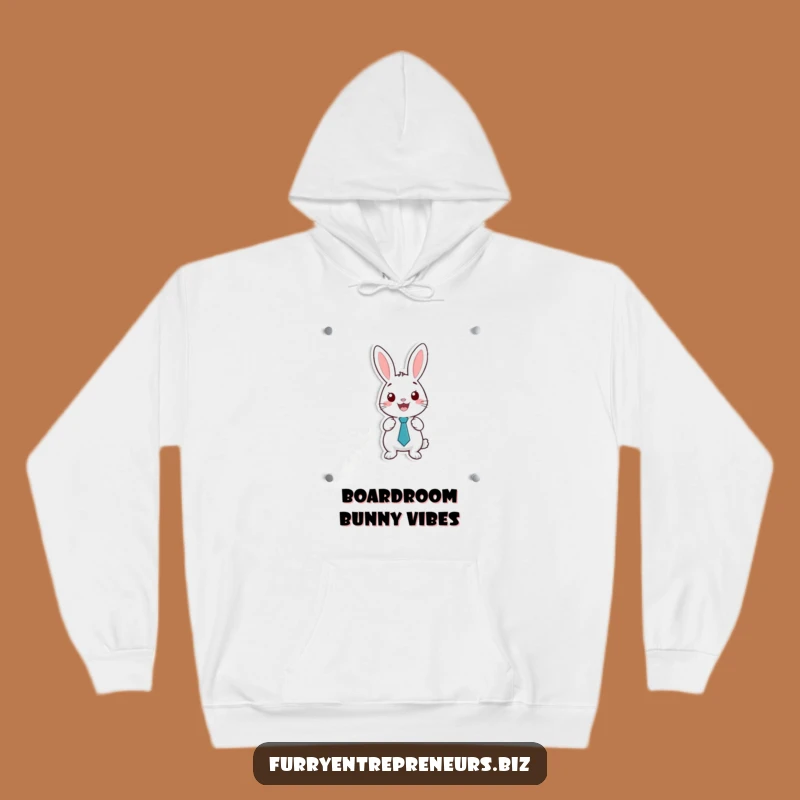 Funny Rabbit Executive Hoodie: Tiny Tie Rabbit With Whiteboard, Cozy Funny Gift!