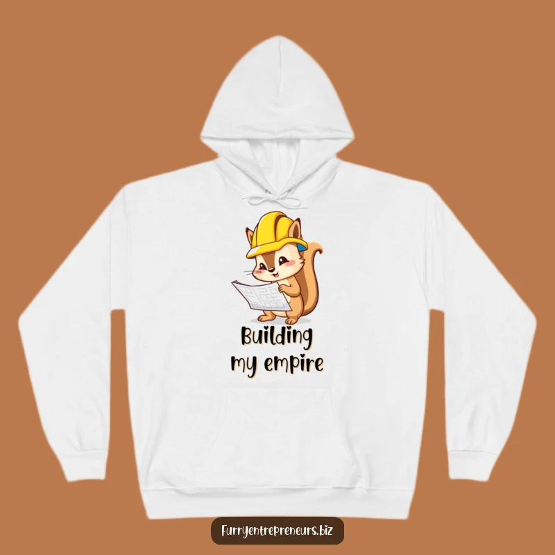 Funny Squirrel Hard Hat Hoodie: Cozy Blueprint Inspection Gift for Engineers