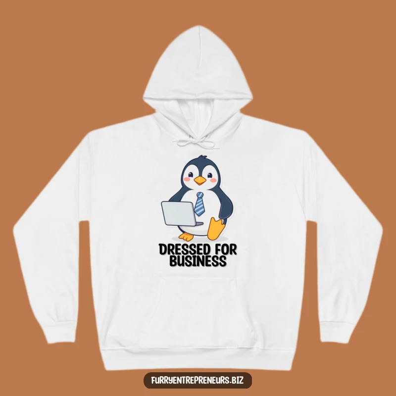 Cozy Funny Penguin Tie Hoodie: Stay Warm with This Professional Bird Design