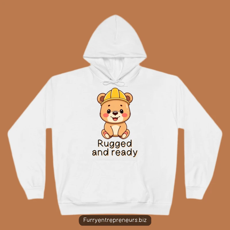 Funny Bear Cub Construction Hoodie - Cozy & Happy Builder Sweatshirt