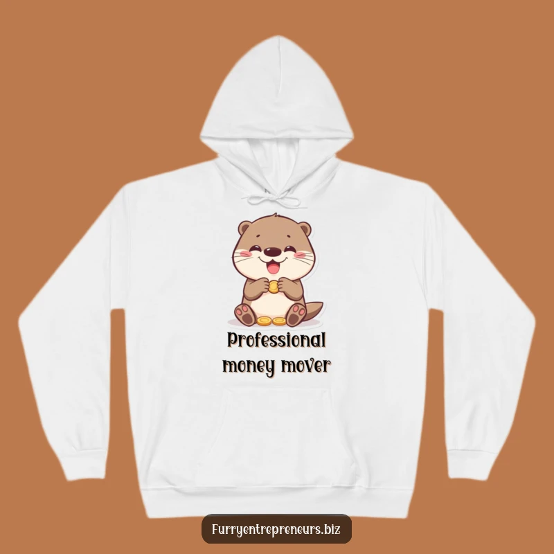 Cozy Funny Otter Counting Coins Hoodie: Stay Warm and Laugh All Day!