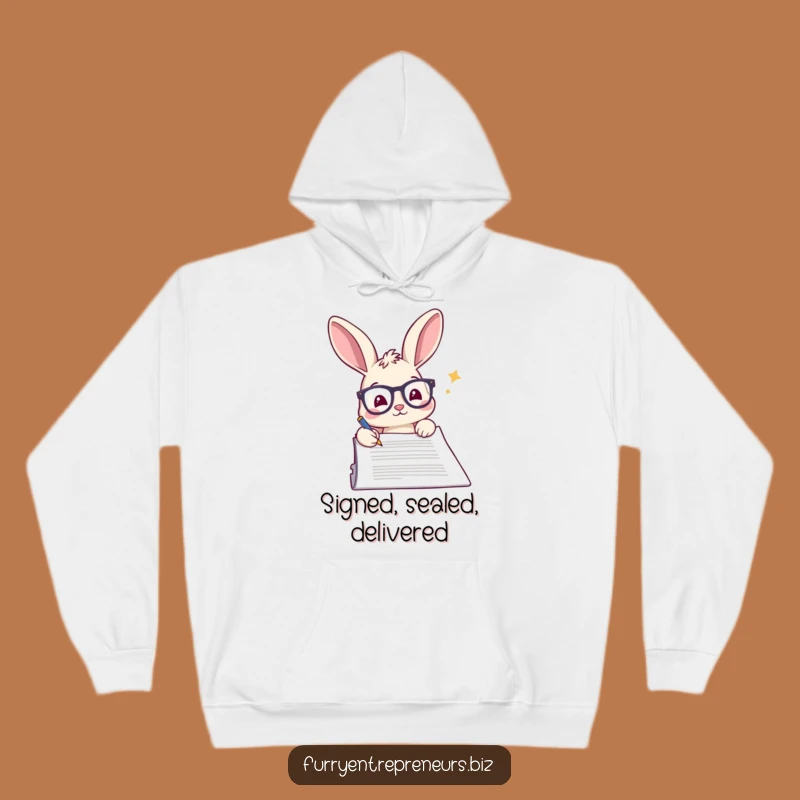 Funny Rabbit Glasses Document Hoodie: Cozy Up with Paperwork Humor!