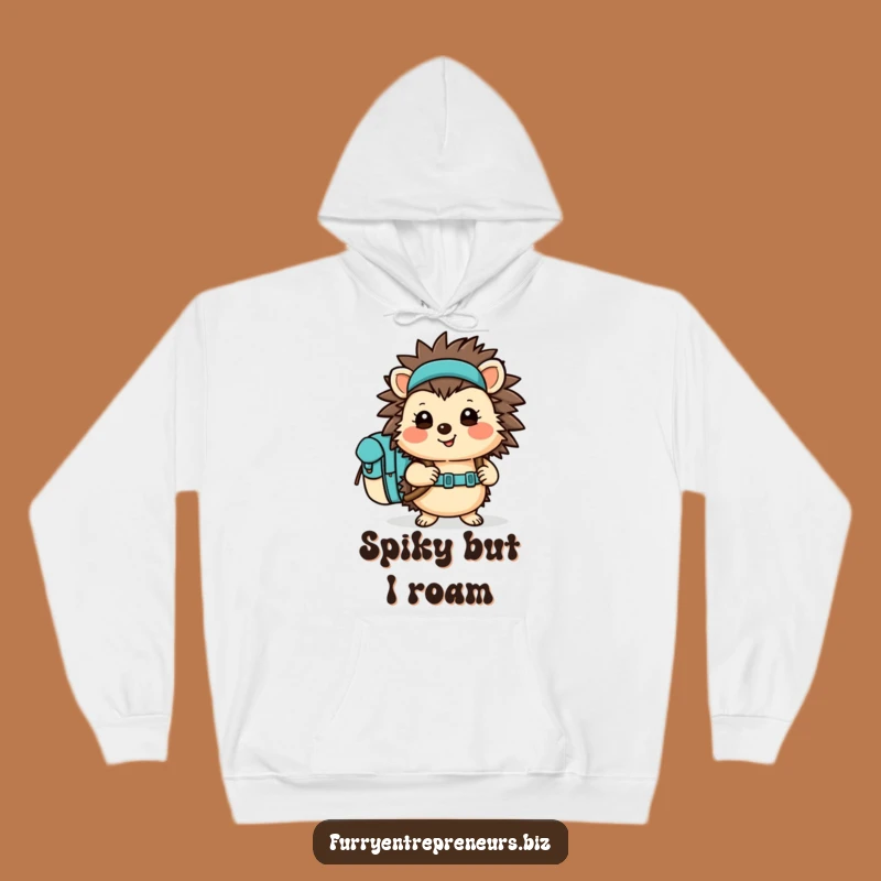 Funny Hedgehog Hoodie - Cozy Backpack Hiking Character Sweatshirt Gift