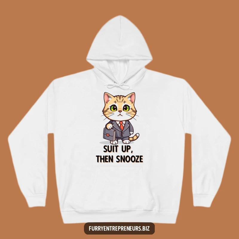 Funny Business Cat Hoodie: Cozy Suited Feline Comfort Gift