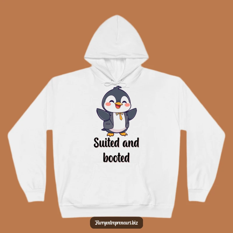 Funny Penguin Suit Handshake Hoodie - Cozy Professional Comfort