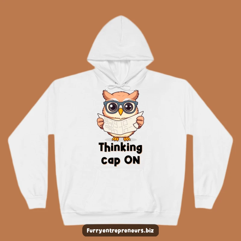 Funny Owl Glasses Hoodie - Cozy Creative Blueprint Design Sweatshirt