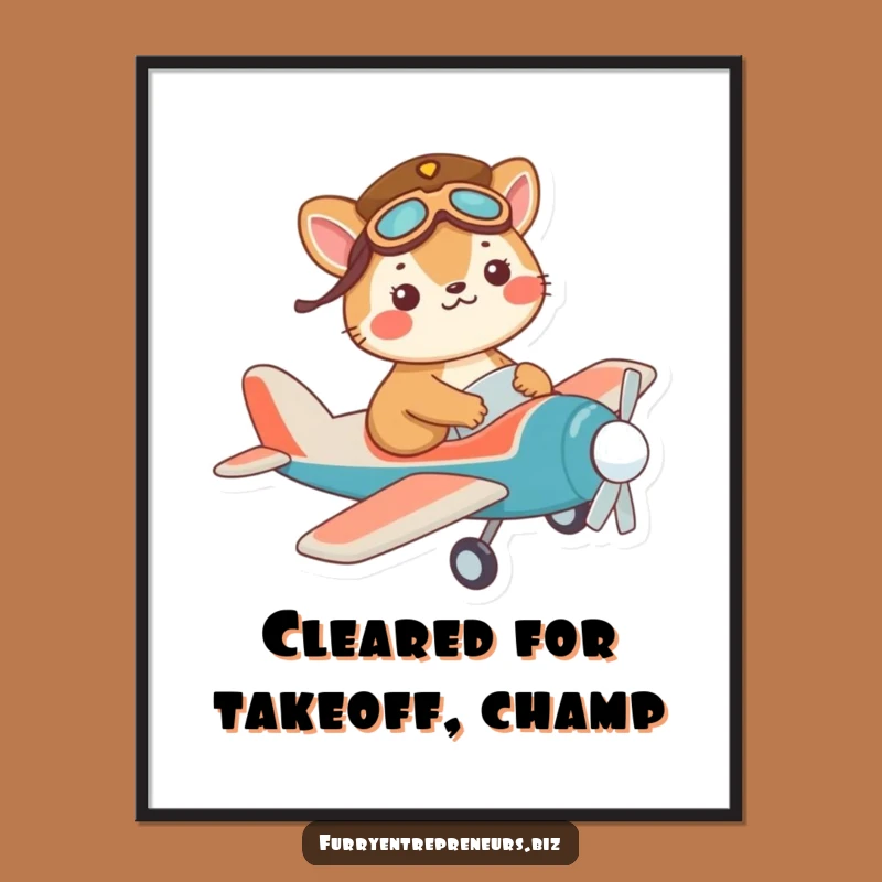 Free Printable Wall Art: Funny Pilot Animal Soaring Through Whimsical Skies