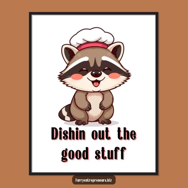 Free Printable Wall Art: Giggling Chef Raccoon Decor for Your Funny Kitchen Downloadable