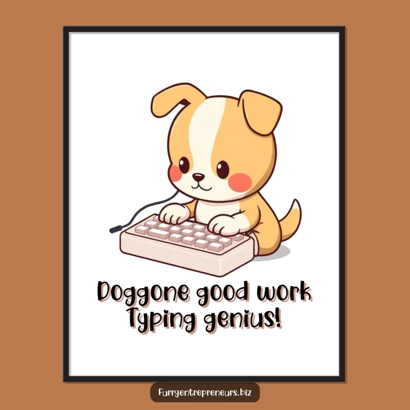 Funny Free Printable Wall Art: Typing Dog - Hilarious Tech Home Decor DIY