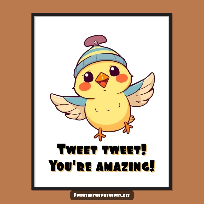 Free Printable Funny Wall Art: Propeller Beanie Bird - Whimsical Downloadable Decor