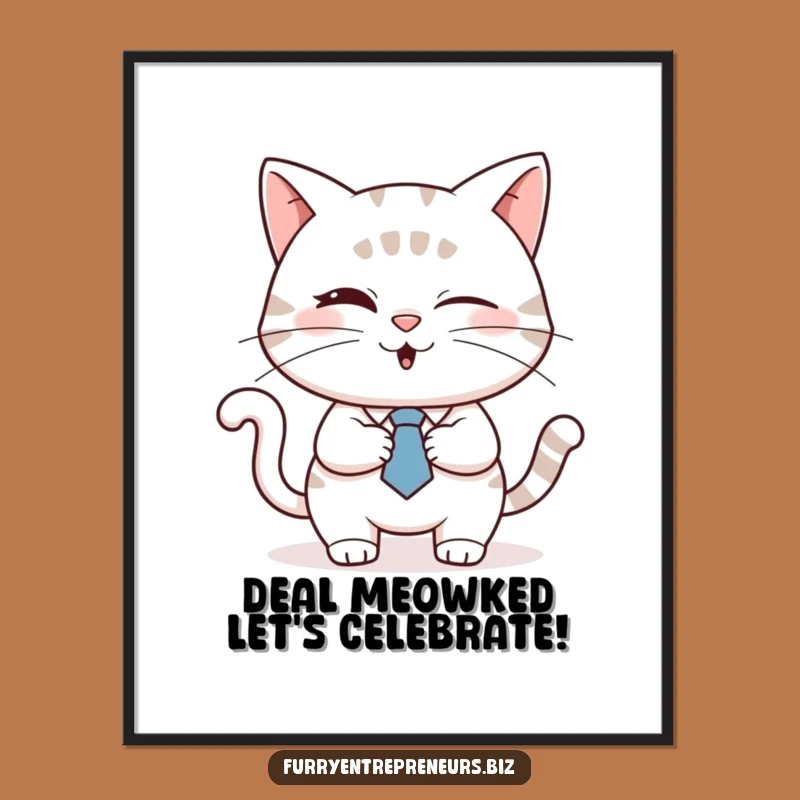 Free Printable Funny Wall Art: Winking Cat Handshake - Quirky Downloadable Decor