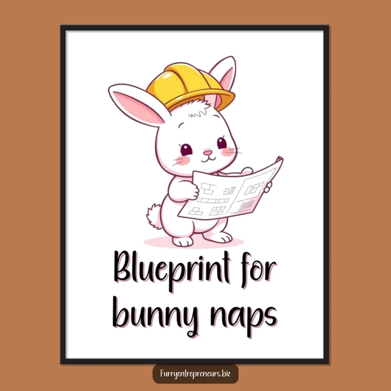 Free Printable Wall Art: Bunny The Builder Inspects - Funny Downloadable Decor for Workshops