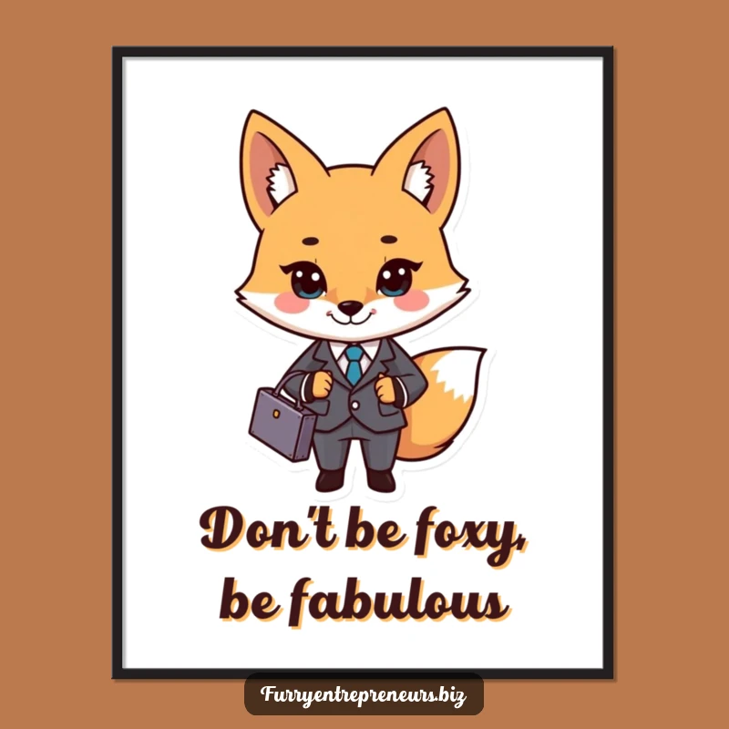 Free Printable Wall Art: Dapper Fox in Suit Funny Downloadable Decor for Office