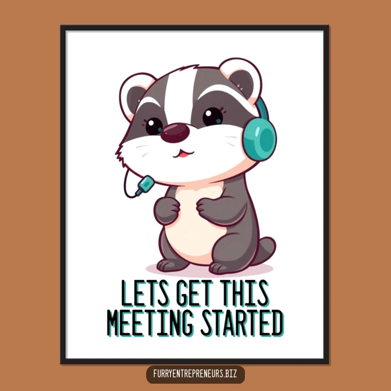 Free Printable Wall Art: Focused Badger Presenter Decor for Your Funny Office Downloadable
