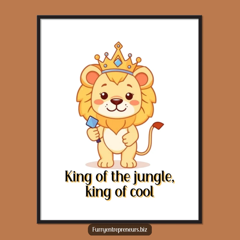Free Printable Wall Art: Funny Lion King Crown Scepter Downloadable Decor
