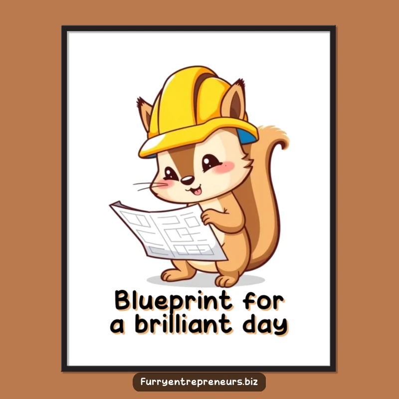 Free Printable Wall Art: Funny Squirrel Engineer Blueprint - Quirky Downloadable Decor!
