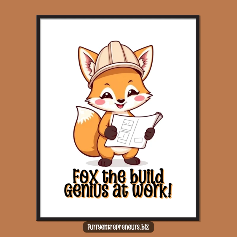 Funny Free Printable Wall Art: Fox Construction Worker Blueprint - Hilarious DIY Decor