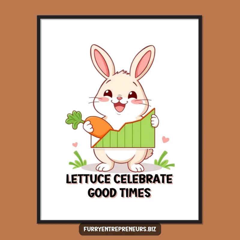 Free Printable Wall Art: Rabbit Presents Growth! Funny Downloadable Decor for Office