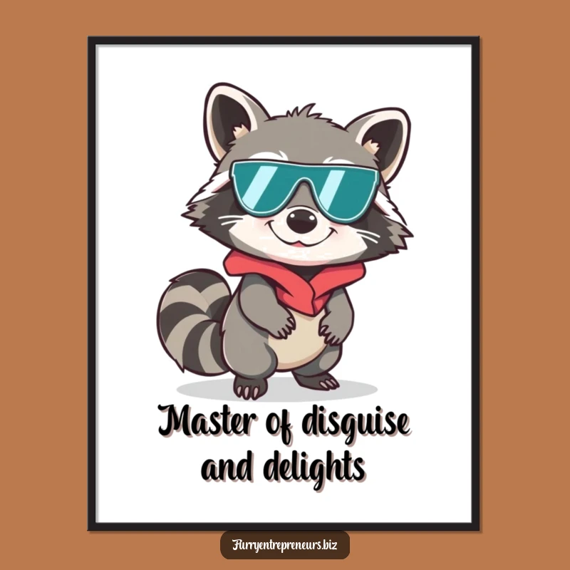 Funny Free Printable Wall Art: Raccoon Spy Mission, Humorous Downloadable Decor