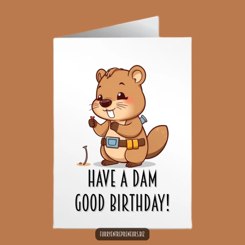 Free Printable Birthday Card: Beaver Builder Funny Downloadable Gift Greeting