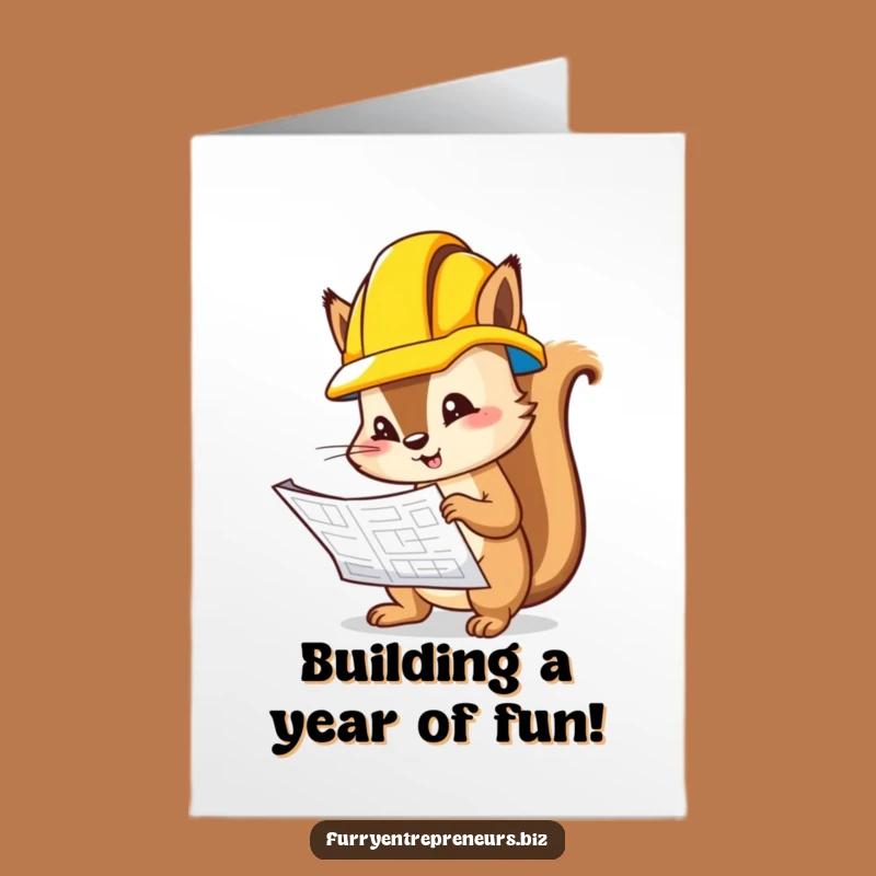 Free Printable Birthday Card: Funny Squirrel Engineer Blueprint - Perfect Downloadable Gift!