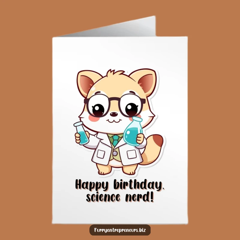Free Printable Birthday Card: Mad Scientist Animal Mixing Up Happy Birthday Wishes