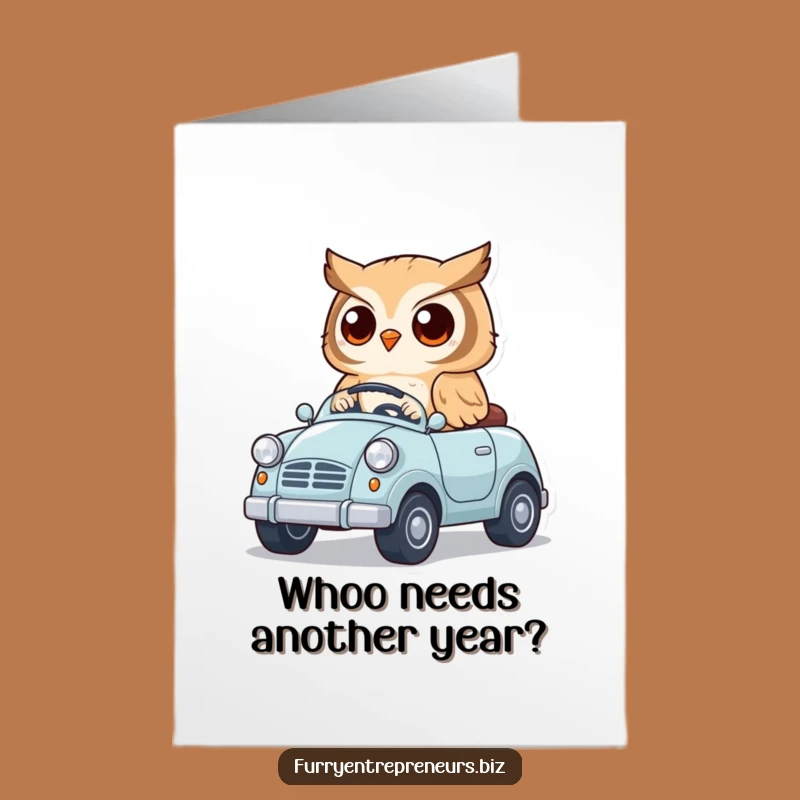 Free Printable Birthday Card: Owl Driver Speeds To Your Party!