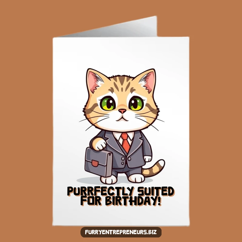 Free Printable Funny Birthday Card: Business Cat Boss - Sharp Downloadable Gift for Success