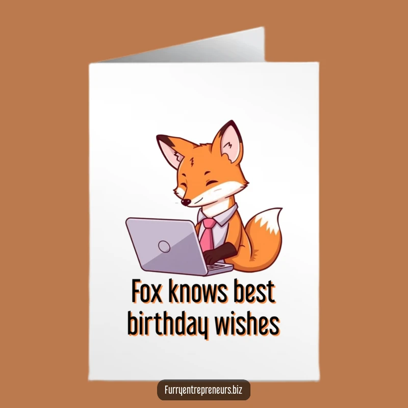 Free Printable Funny Birthday Card: Busy Fox Typing; Professional Downloadable Fun