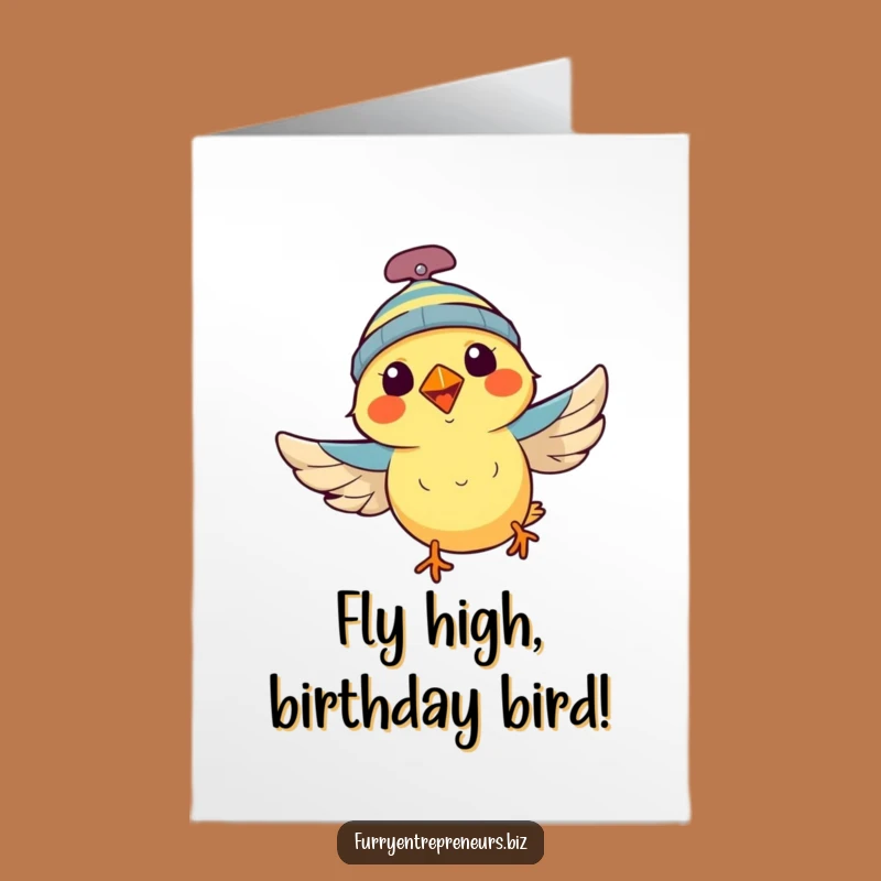 Free Printable Funny Birthday Card: Propeller Beanie Bird - Soaring Hilarious Wishes