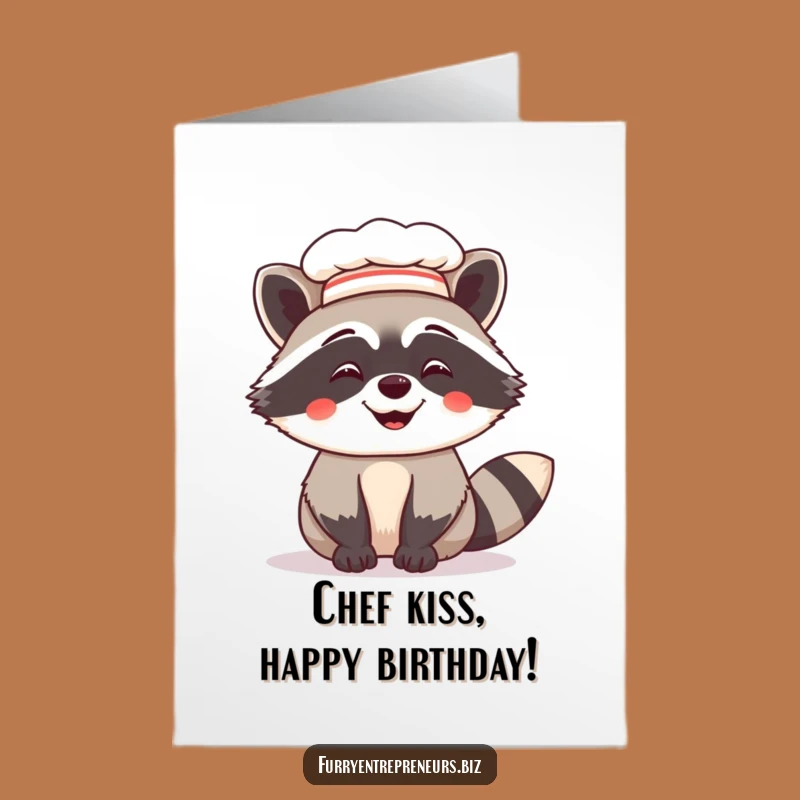 Free Printable Raccoon Chef Birthday Card: Giggles & Gourmet Fun Downloadable Gift