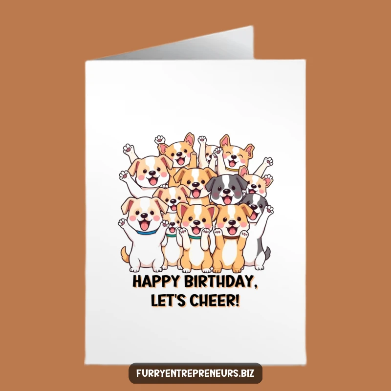 Free Printable Birthday Card: Kawaii Dog Party, Hilarious Downloadable Dog Group Gift