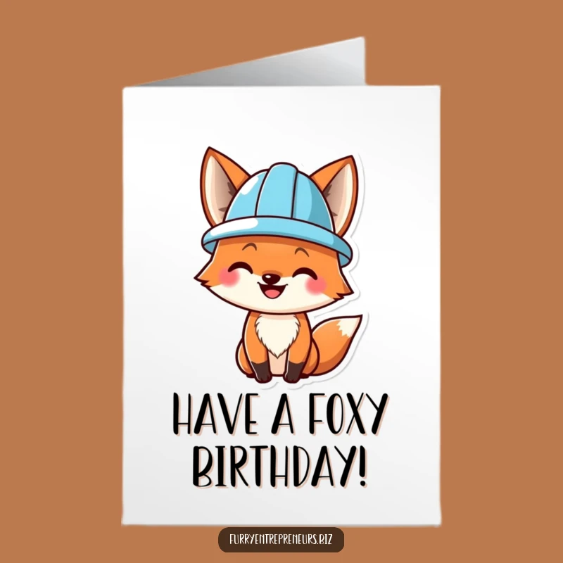 Free Printable Birthday Card: Hard Hat Fox Builds Fun!