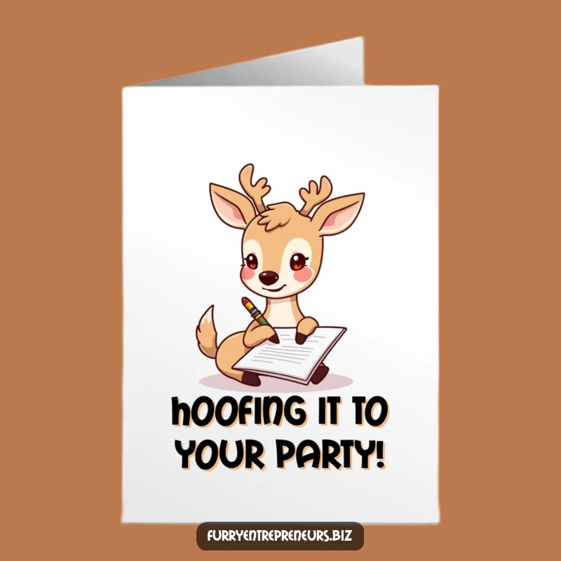 Free Printable Funny Deer Birthday Card: Signing Documents Humor Downloadable Gift