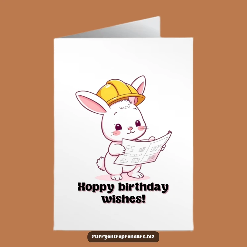 Free Printable Funny Birthday Card: Construction Bunny's Big Build - Fun Downloadable Gift