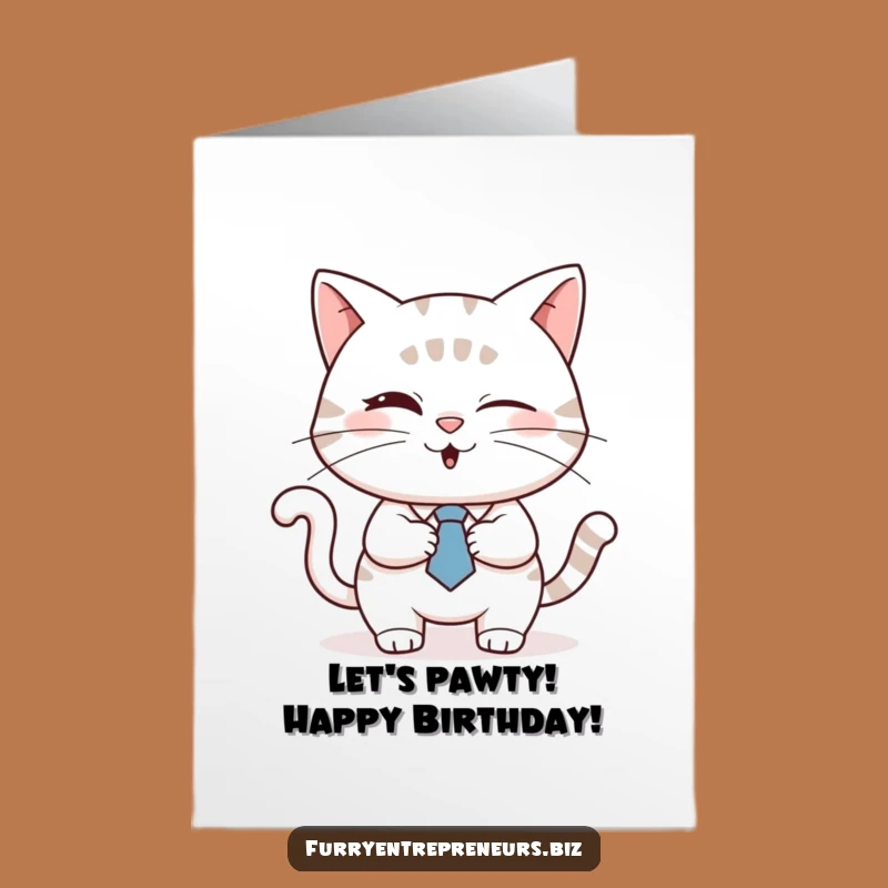 Free Printable Funny Birthday Card: Winking Cat Handshake - Hilarious Downloadable Gift