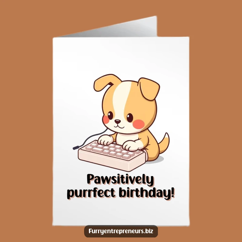 Free Printable Birthday Card: Typing Dog - Funny Tech Humor DIY Gift