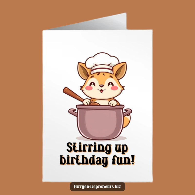 Free Printable Birthday Card: Funny Chef Animal Cooking Up Joyful Wishes