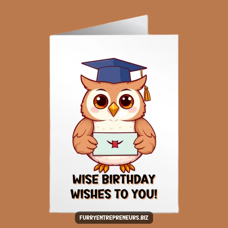 Free Printable Birthday Card: Wise Owl Graduation Funny Celebration Downloadable Gift