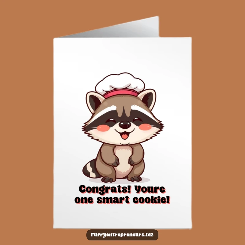 Free Printable Congratulations Card: Chef Raccoon Cheers Your Culinary Win Downloadable Gift