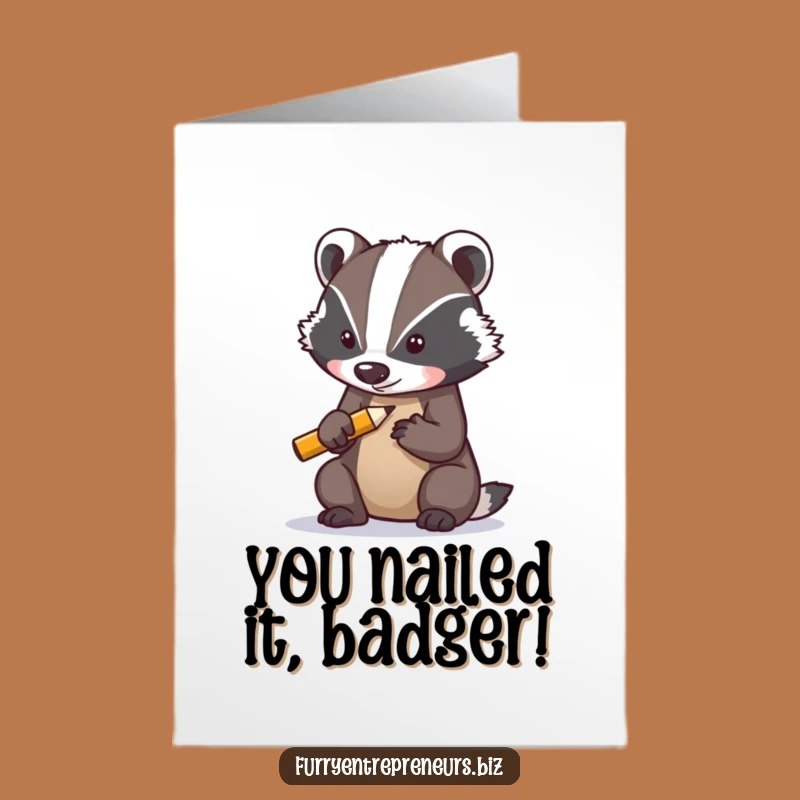 Free Printable Congrats Card: Badger's Sharp Achievement, Funny Downloadable Success