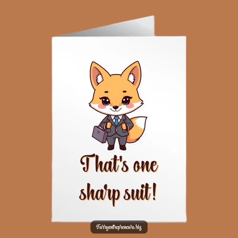 Free Printable Congrats Card: Business Fox Achieves Success Downloadable Gift